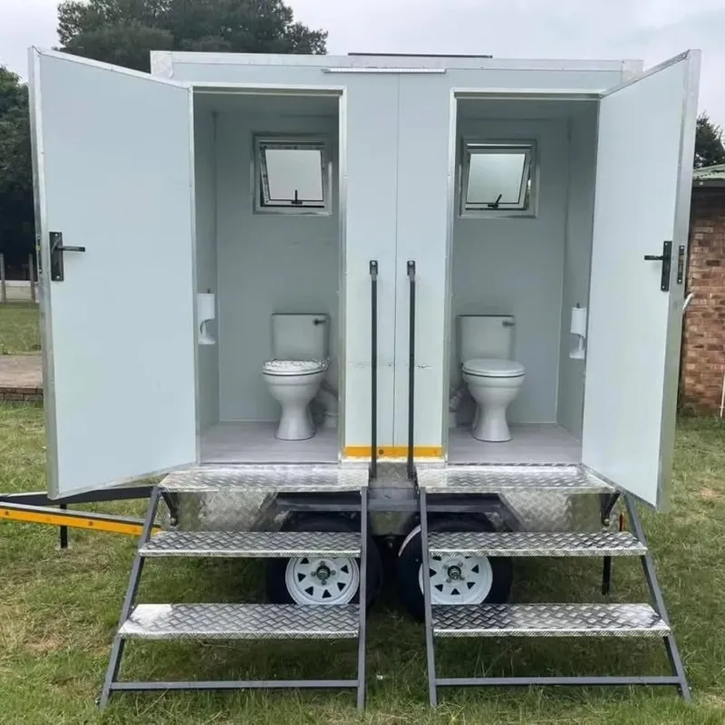 ADA Restroom Shower Trailer Heated, Portable Toilet Cooling AC System Unit, for Film Production Events Camping Sites