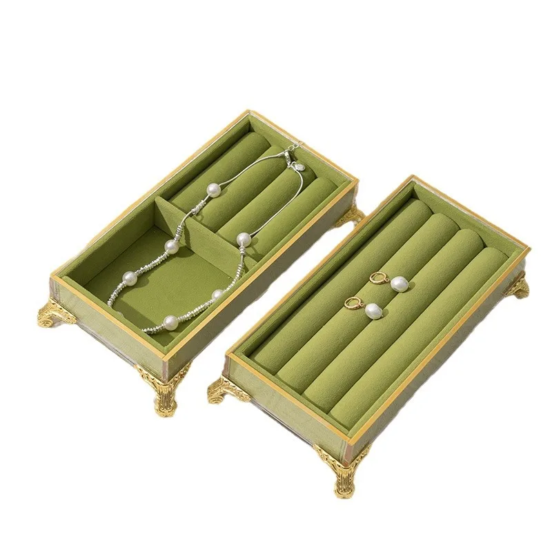 

Vintage Velvet Jewelry Display Stand Multifunctional Tray Holder for Earrings Rings Desktop Storage Jewelry Box