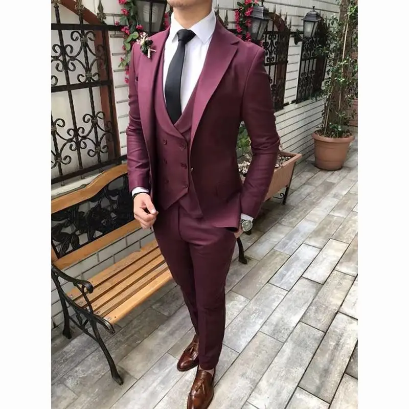 

2025 Formal Wedding Men Suits Groom Tuxedo Fashion Classic Slim Fit Peaked Lapel Prom Party Dinner Male Suit (Jacket+Vest+Pants)