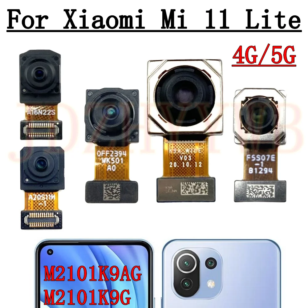 Front Rear Backside Camera For Xiaomi Mi 11 Lite 4G/5G Frontal Selfie Wide Back Facing Main Camera Module Flex Cable Replacement