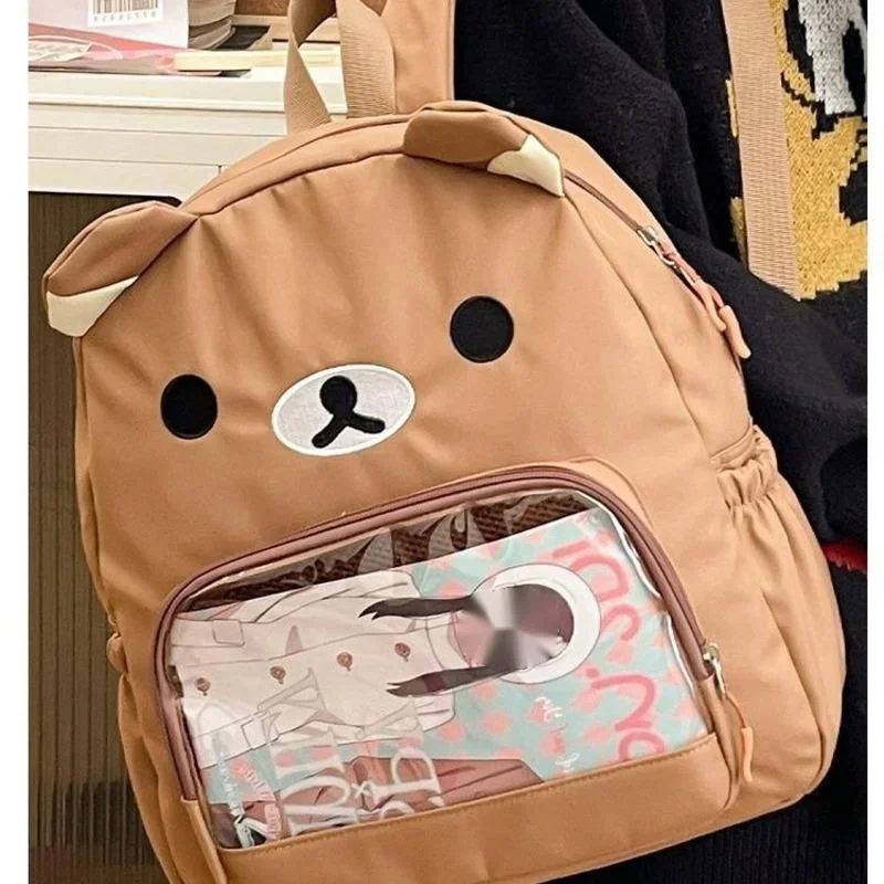 Cute Japanese Bear Backpack Outdoor Waterproof Large Capacity Backpack Portable Travel Backpack New Fashion Rilakkuma Schoolbag