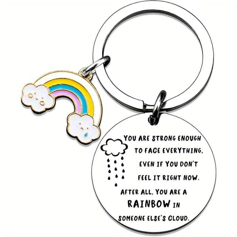 New Stainless Steel Rainbow Encouraging Keychain Inspiring Birthday Wedding Valentine's Day Booking Wedding Anniversary Gift