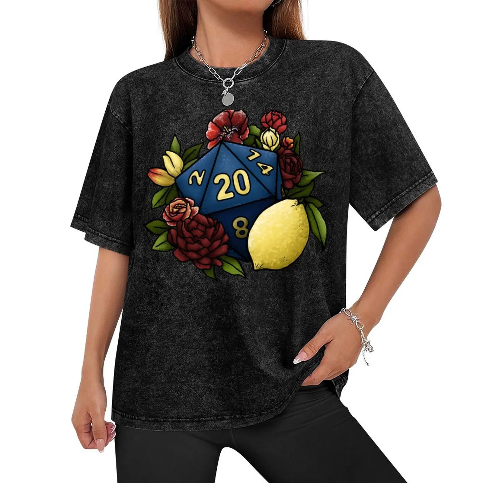 Marsala Lemon D20 Tabletop RPG Gaming Dice T-Shirt sublime oversized graphic tee tees topping t shirt men