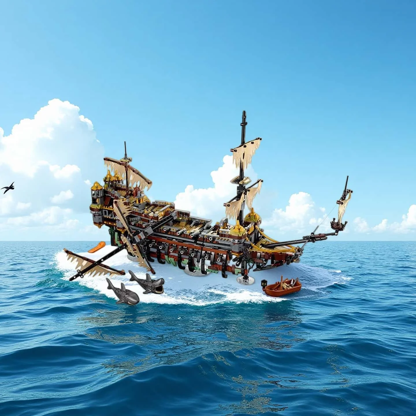 

2294Pcs Pirates Ship Imperial Caribbean Building Blocks Set Flagship Model Christmas Gifts For Toys