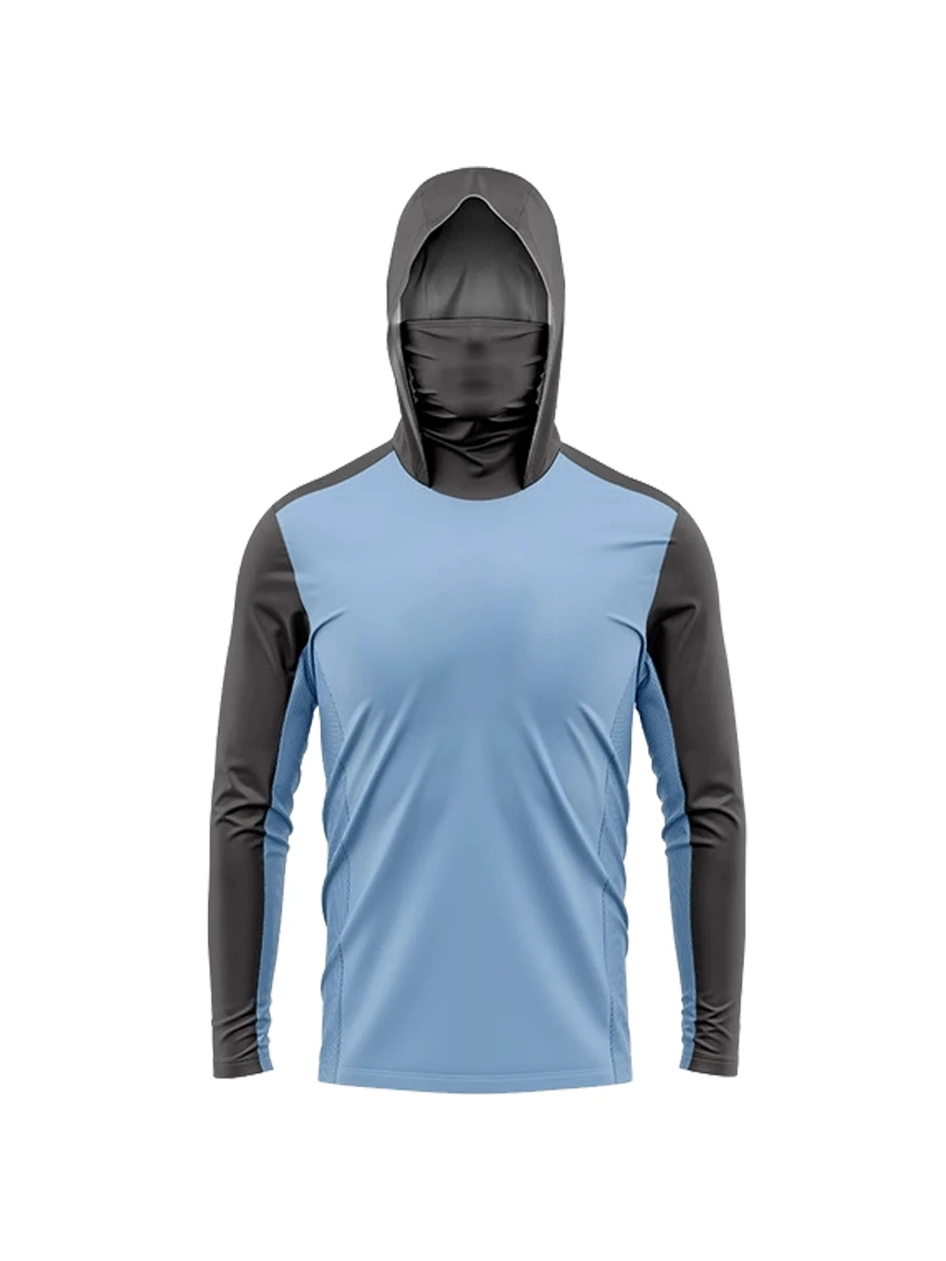 Men Fishing Shirts Face Mask Neck Anti-uv Breathable Hoodie Fishing Jersey Long Sleeve Sun Protection Angling Top view 6