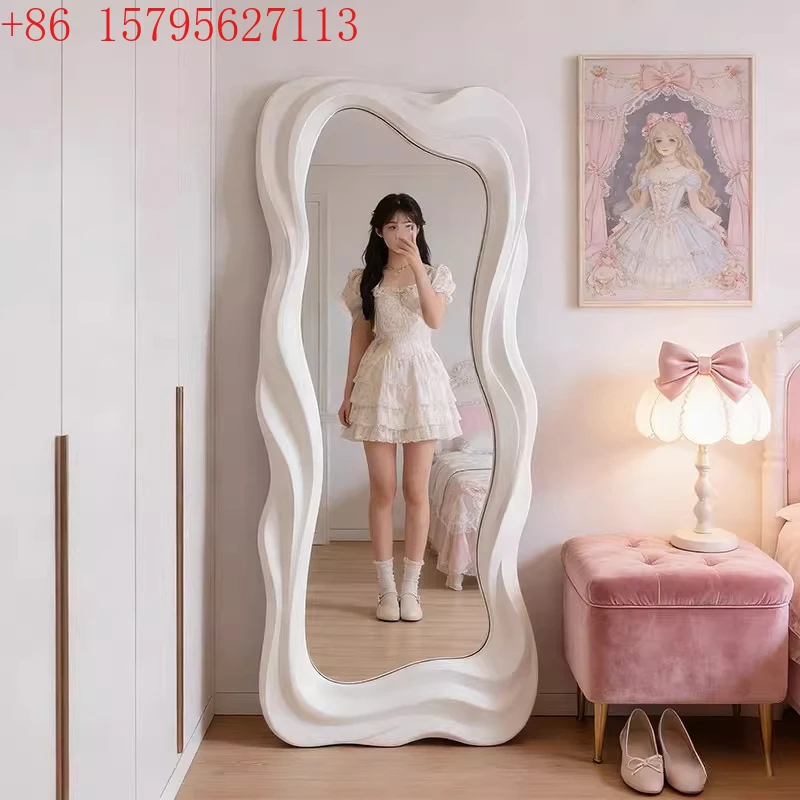 cream style Alien full body mirror room decoration Home decor Modern Minimalism full-length mirror espejos para pared furniture