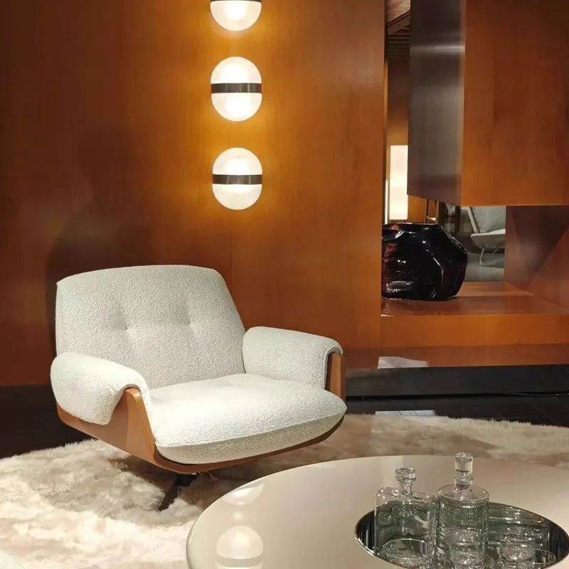 

Italian light luxury v designer single chair high-end living room balcony rotating leisure chair