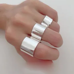 BF CLUB 925 Sterling Silver Rings For Women Girl Female Open Minimalist Retro Wide Ring Creative Anillos Bague Fine Jewelry
