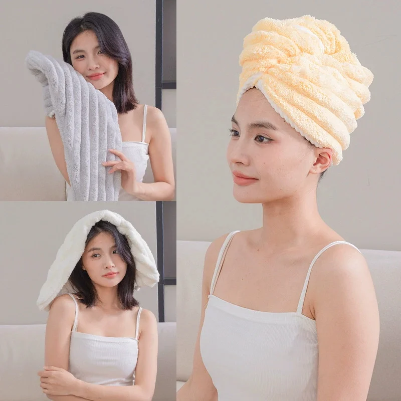 

Candy velvet dry hair cap, women's coral velvet thickened absorbent quick drying towel, headband towel, dry hair towel