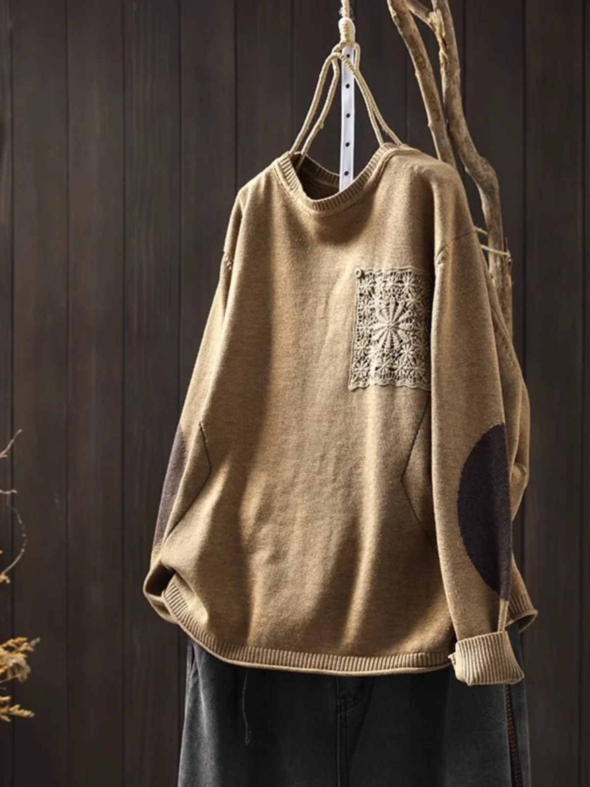 

Высококачественный художественный цветной лоскутный свободный трикотаж большого размера, новый универсальный женский удобный повседневный свитер