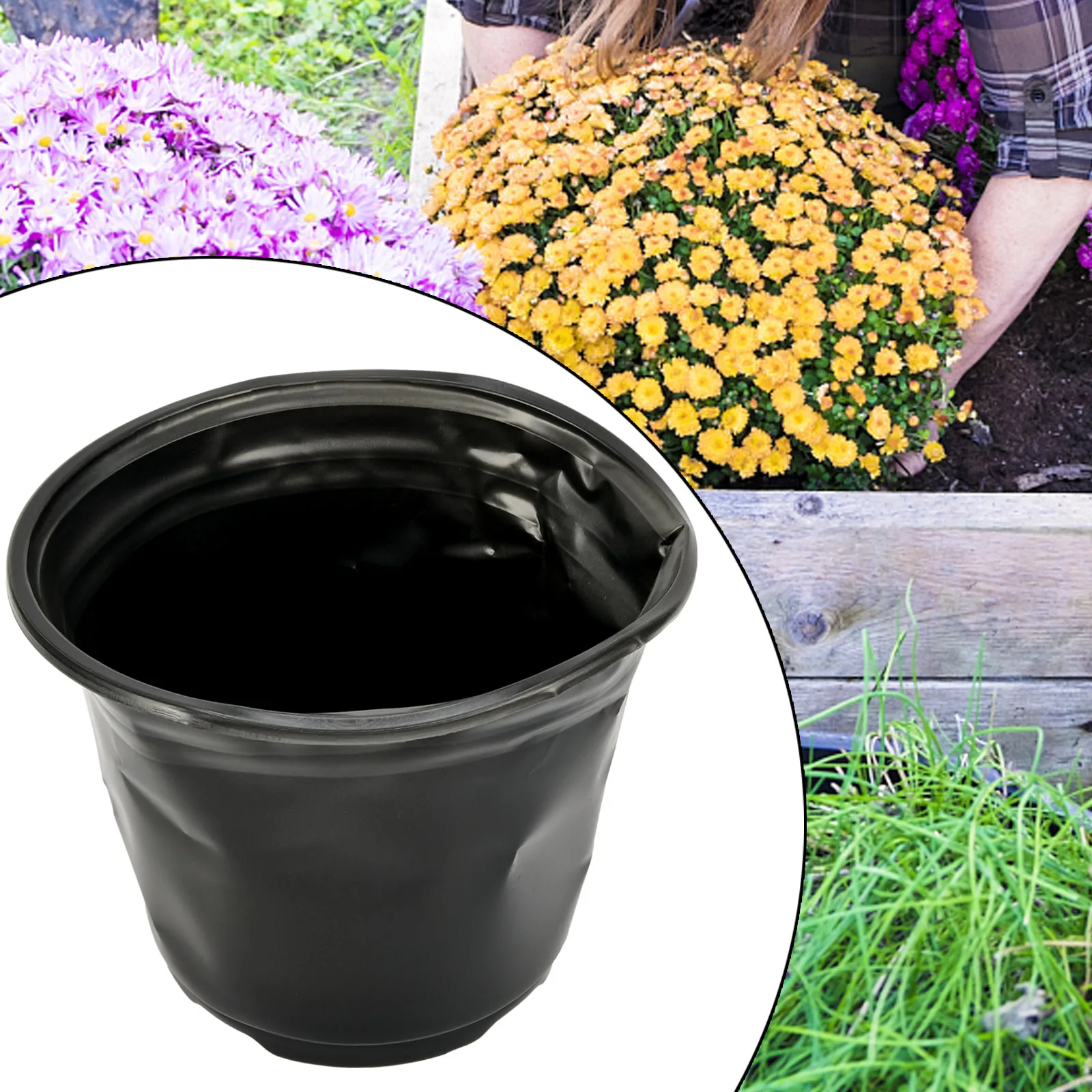 1Pcs High Quality Cute Plastic Plant Pots Strong Round Plastic Black Flower Pot  Small Model And Large Model To Choose