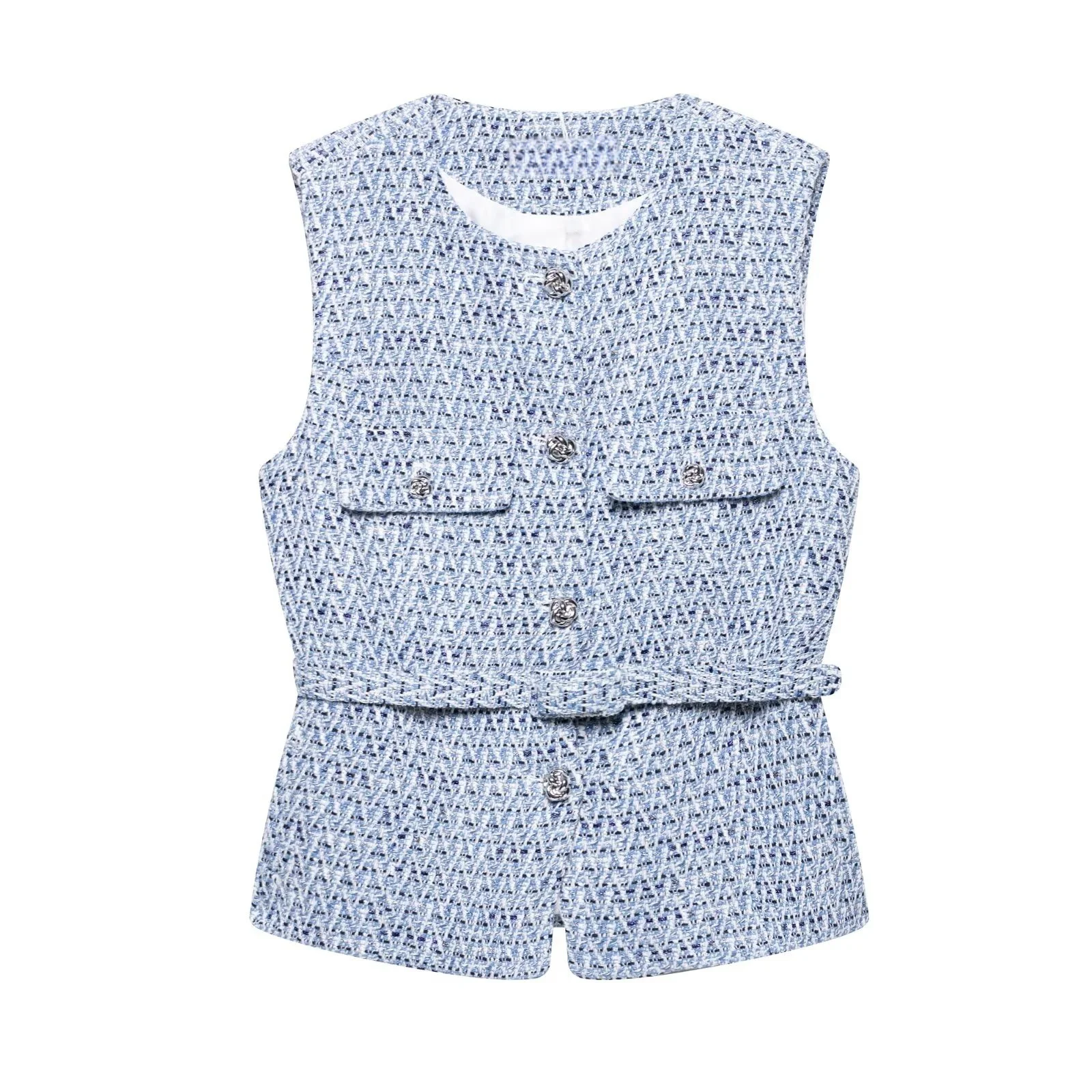 2025 nouveau été femmes décontracté simple et confortable design de mode française avec ceinture texture gilet