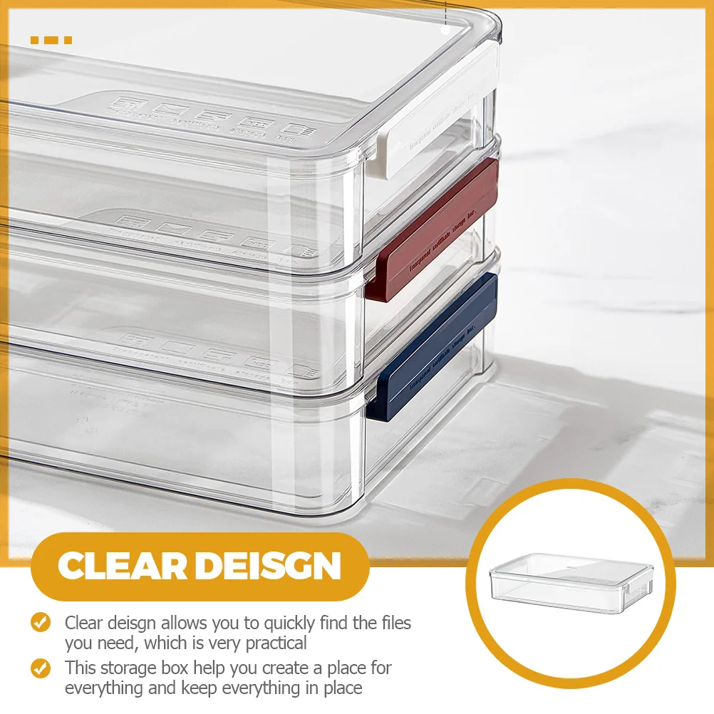 

Transparent Stackable File Box with Snap-Tight Buckle Premium Pet ABS Material Clear Document Organizer for Office Desktop