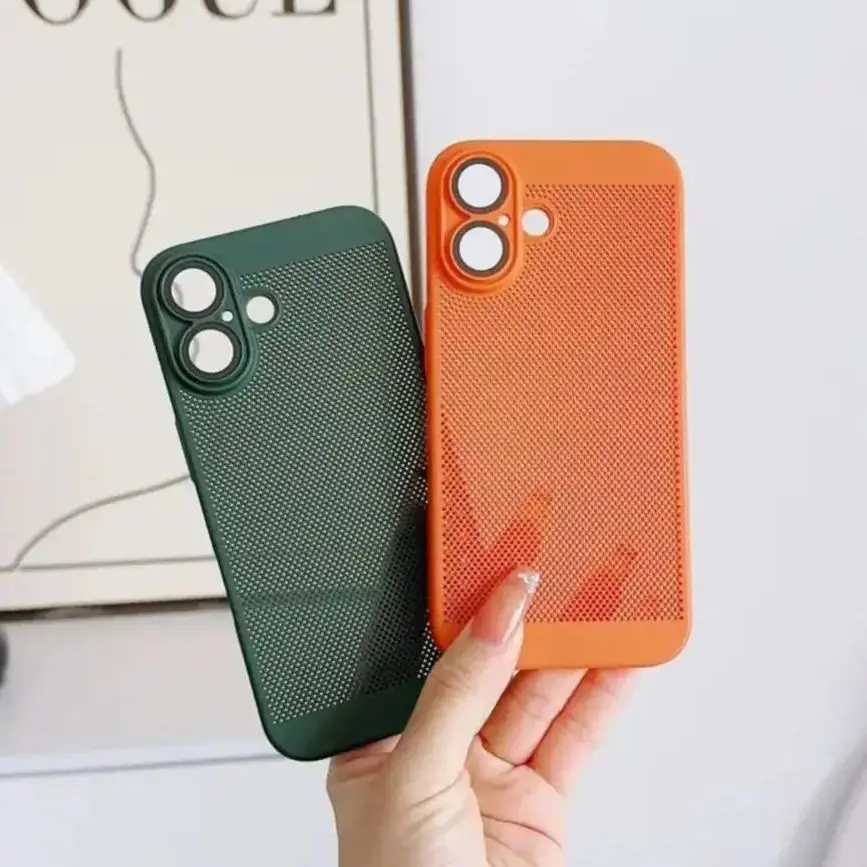 حافظة هاتف شبكية قابلة للتنفس لهاتف آيفون 16 15 14 13 12 Mini 11 Pro XR X XS Max 8 7 Plus غطاء ممتص للصدمات لتبديد الحرارة