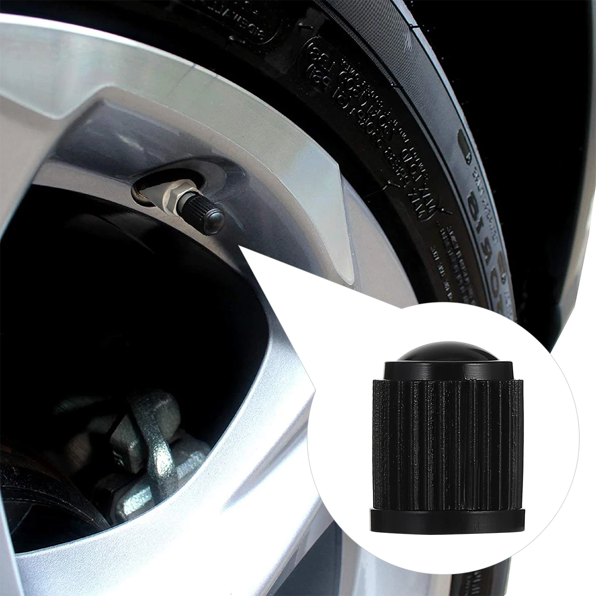 

200pcs Valve Stem Cap Tire Caps Car Bike Wheel Dust Black Replacement Air Seal Anti Leak Plastic Durability Moisture Protection
