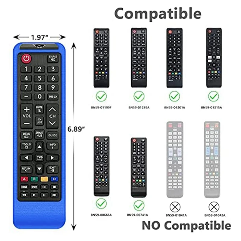 2er Pack Universal remote Cover Case kompatibel für Samsung 3D Smart TV Fernbedienungen BN59-01199F BN59-01315A (rot + blau)