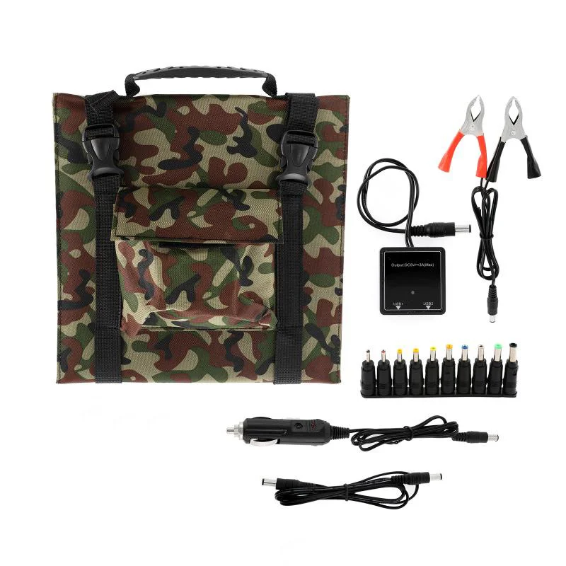 100W Fast Charge Interface Portable Foldable Solar Panel Dual USB Charger Outdoor Solar Cells Plate Power Bank Solar Energy