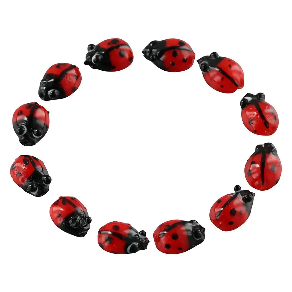 20Pcs 20Pcs Red Ladybug Lampwork Glass Beads Red Color Ladybug Shape Animal Insect Handcrafted Beads Glass Material