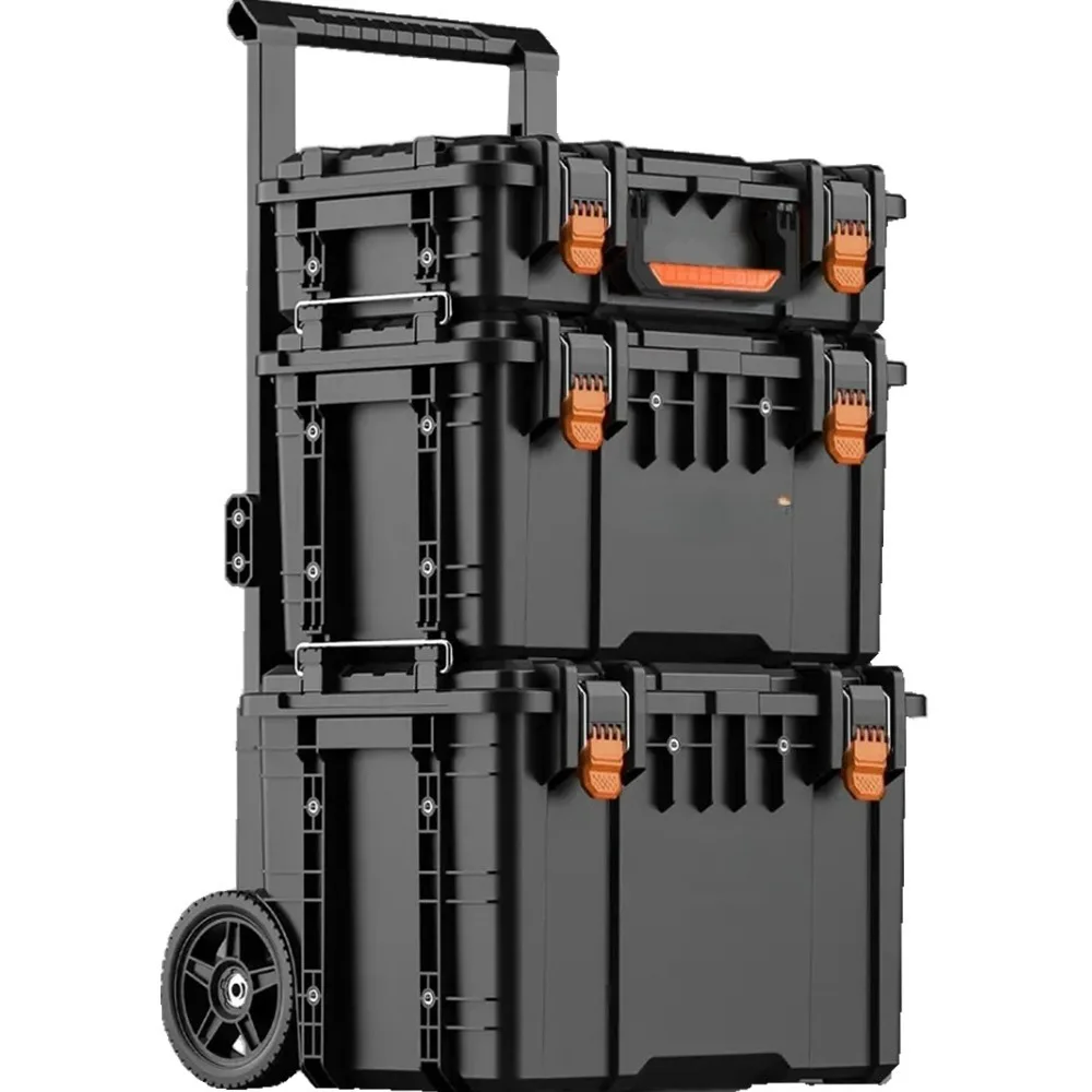 Industrial Grade Three-layer Combination Pull Rod Toolbox, Mobile Toolbox, and Specialized Storage Toolbox for Electric Tools