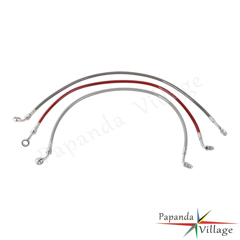 Motorcycle 65 70 75cm 45° Master Cylinder Banjo Braided Hydraulic Brake Hose Line Cable For Harley Softail Low Rider S ST 18-23