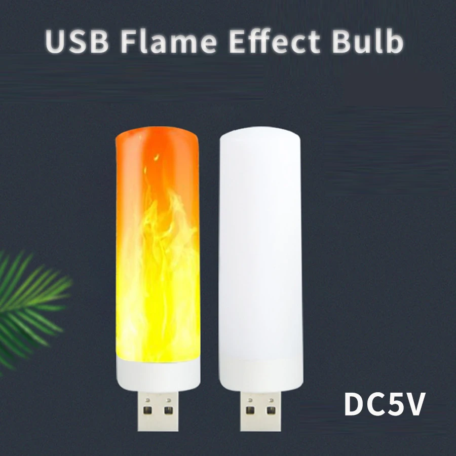 USB LED Simulated Flame Bulbs Night Light USB Lamp Atmosphere Light Candle Lights Night Lamp Camping Flame Light Effect Bulb