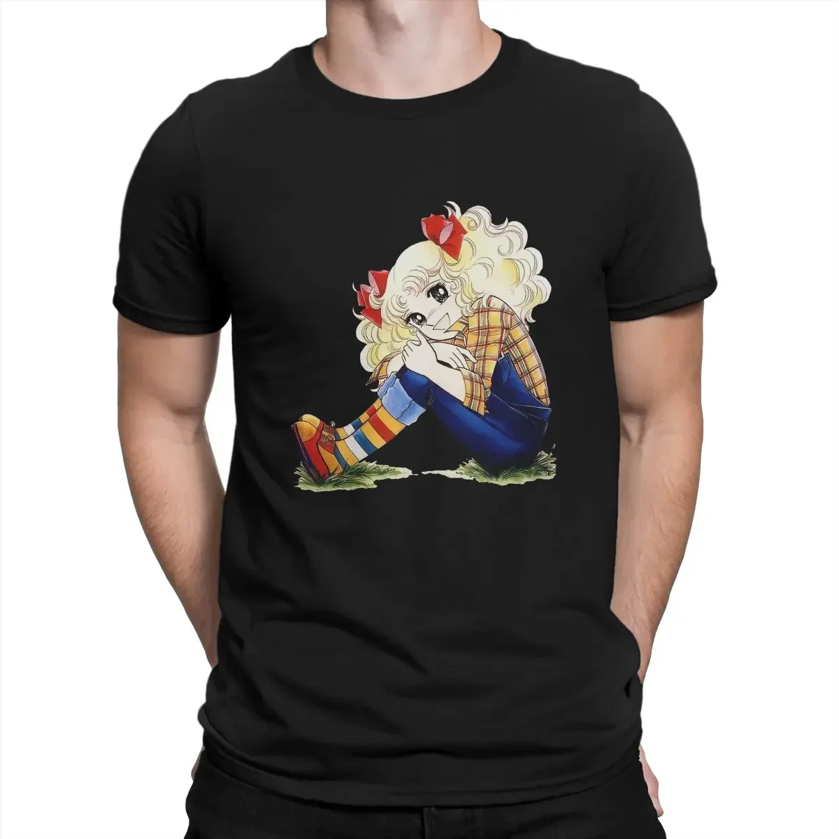 Zit Ronde Kraag Tshirt Candy Candy Anime Originele Polyester T Shirt Mannen Tops Nieuw Ontwerp