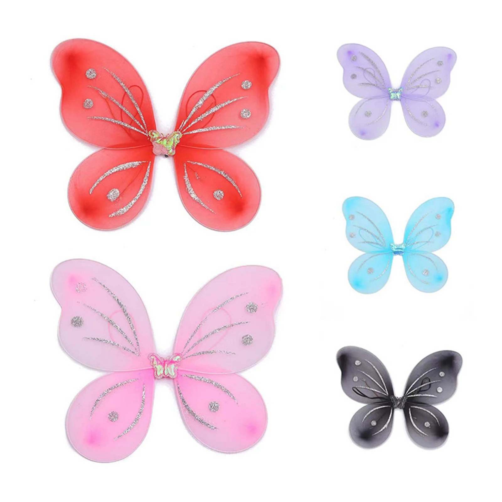 Elegante asa borboleta para meninas, fantasias de fadas, adereços leves, acessórios para festa, RPG