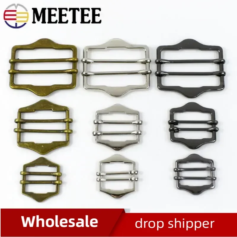 10Pcs Metal Tri Glide Slider Buckle 20-40mm Double Pin Clasp Bag Strap Waistcoats Apron Belt Webbing Adjuster DIY Accessories