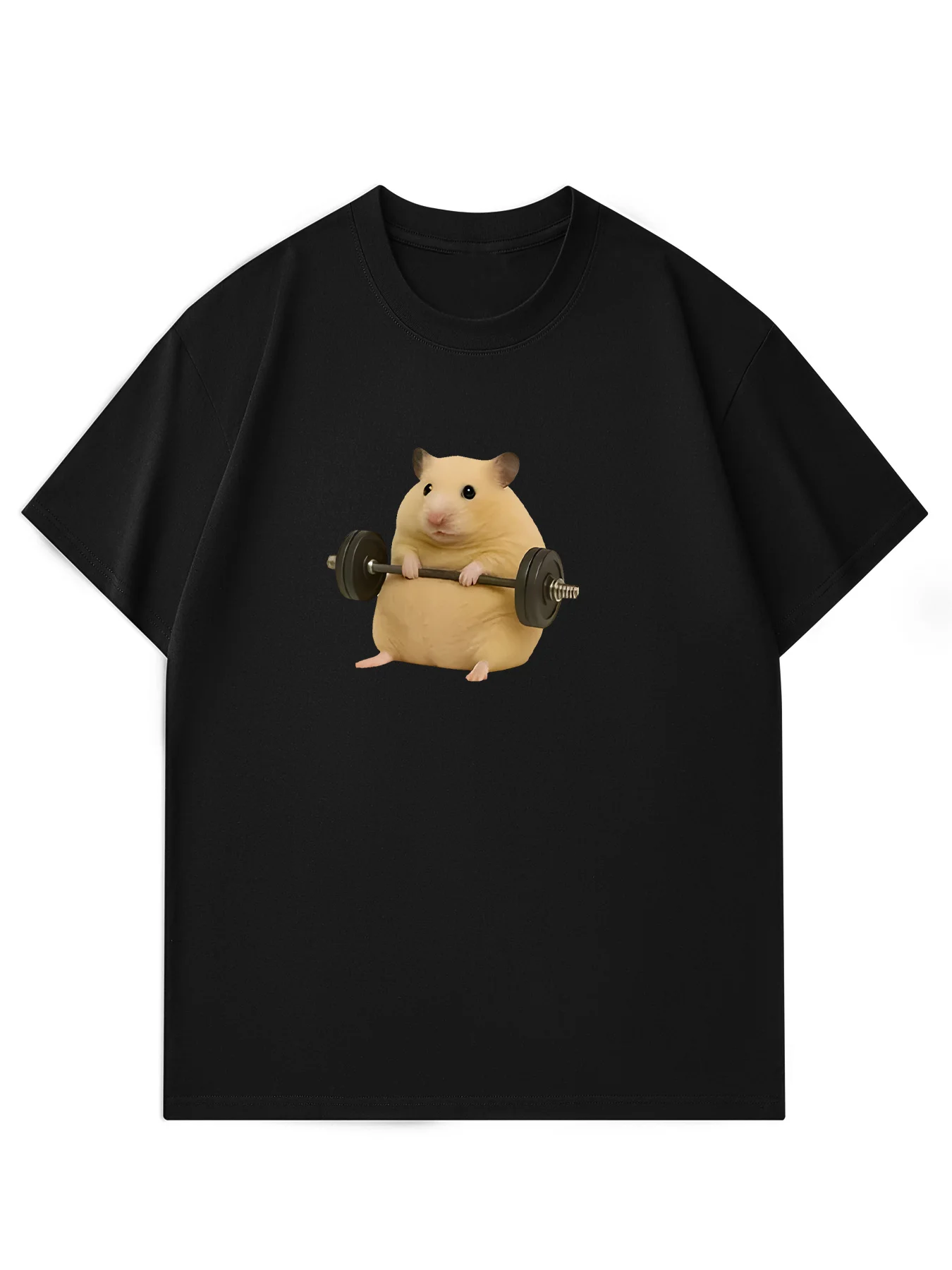 Women's Light Green Hamster Lifting Weights Graphic Harajuku Short Sleeve Casual T-shirt Clothing Street Aesthetic Clothes