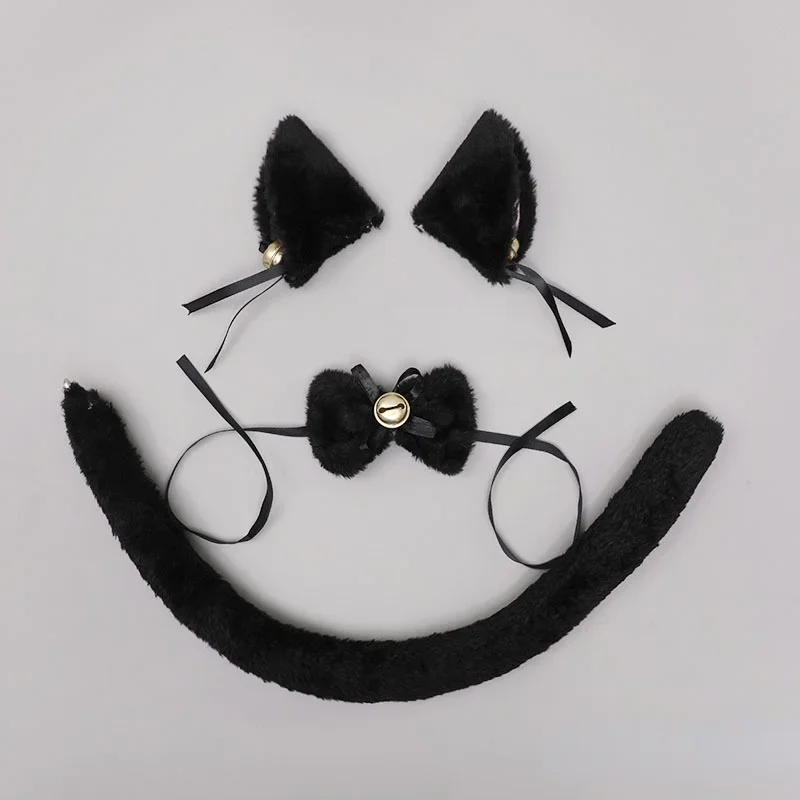Frauen Mädchen Fuchs Katze Ohr Stirnband Band Glocke Schwanz Kragen Lolita Plüsch Pelzigen Party Haar Bands Anime Kostüm Halloween Weihnachten