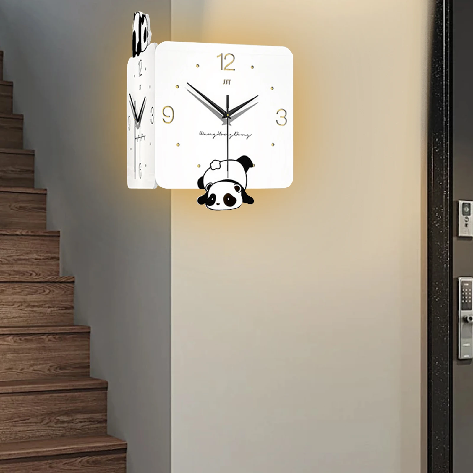 Living Room Luxury Led Wall Clock Lighting Noiseless Electronic Corner Wall Clock Modern Decorative Ornaments for Living Room
