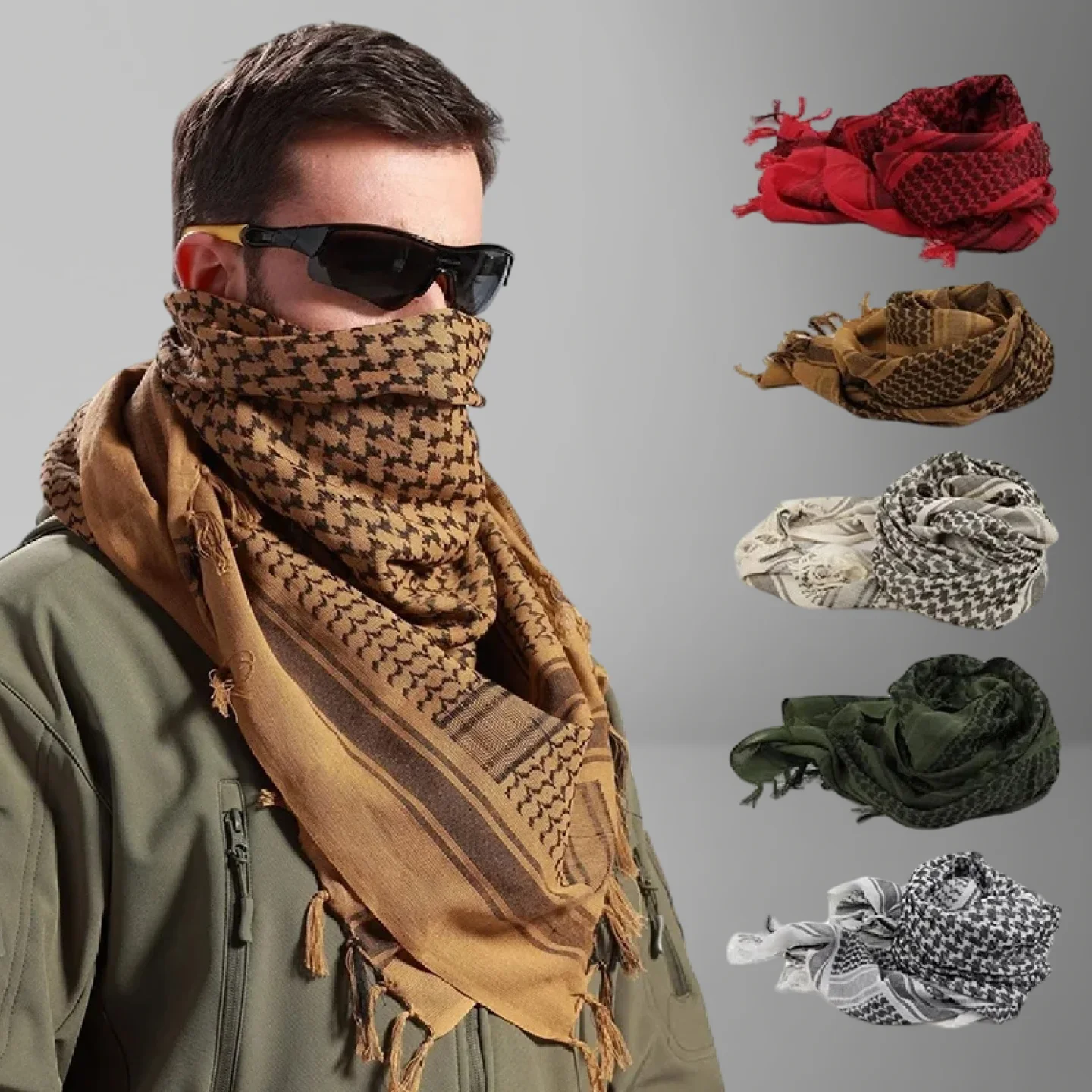 

Унисекс, весенне-летний тактический шарф-маска для велоспорта — легкий стильный платок в армейскую клетку для улицы