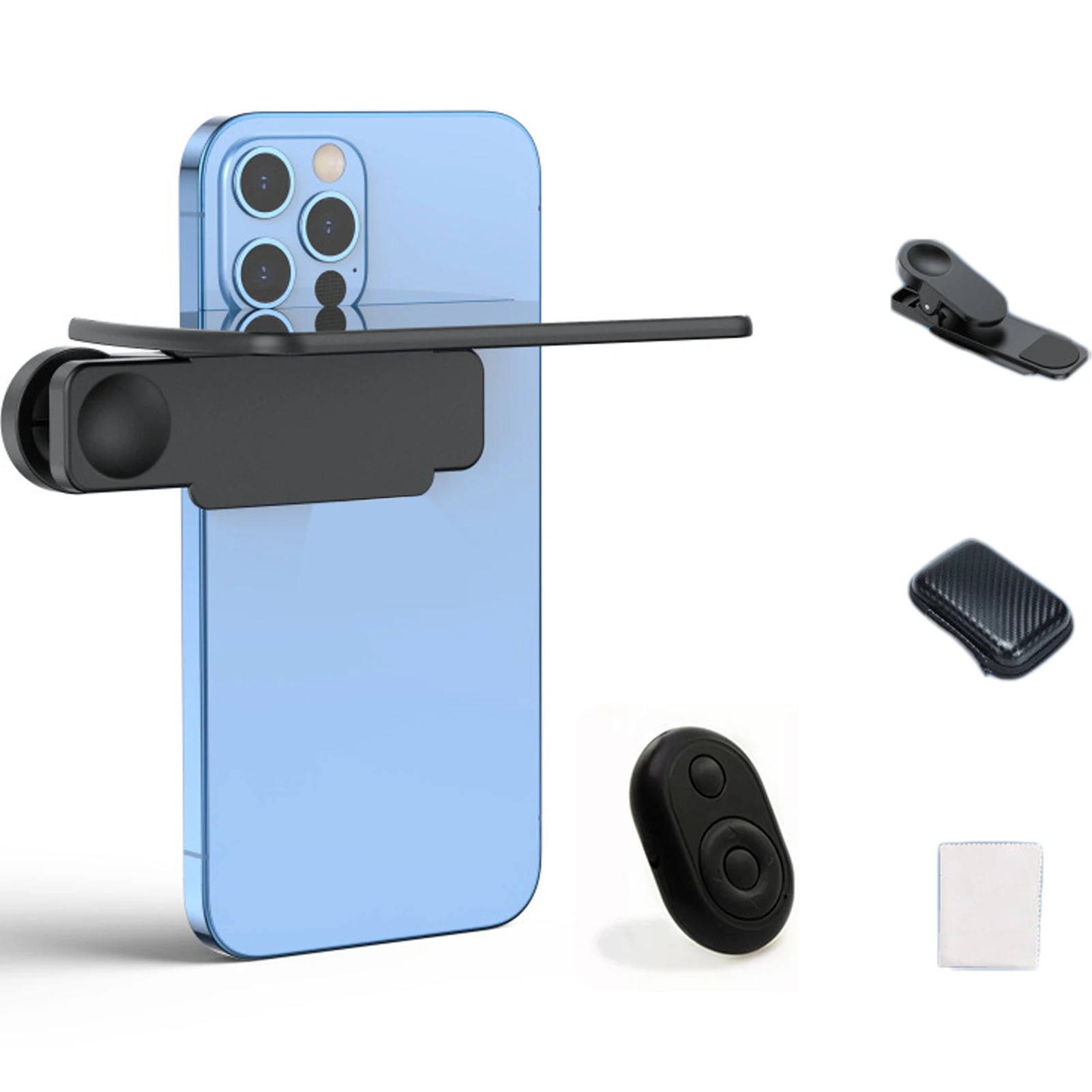 Smartphone Camera Mirror Reflection Clip Phone Selfie Adjustable Reflection Clip Kit for Live Vlog Shooting Outdoor Travel
