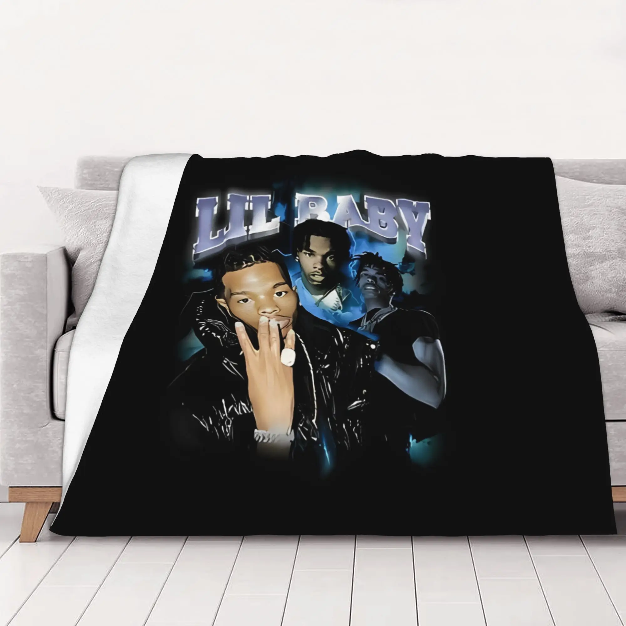1PC home Cutecore Lil 90S Bootleg Rapper Lil Baby Blanket Super Cosy Plush Home Living Room Sofa halloween