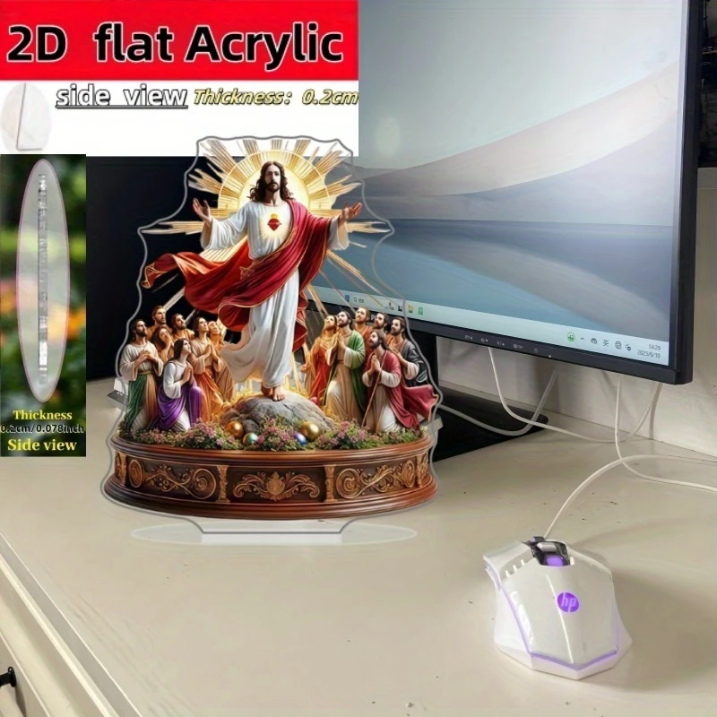 Retro Christianity-Theme 2D Acrylic Tabletop Ornaments for Home Church Decor Believers Display Decorative Item