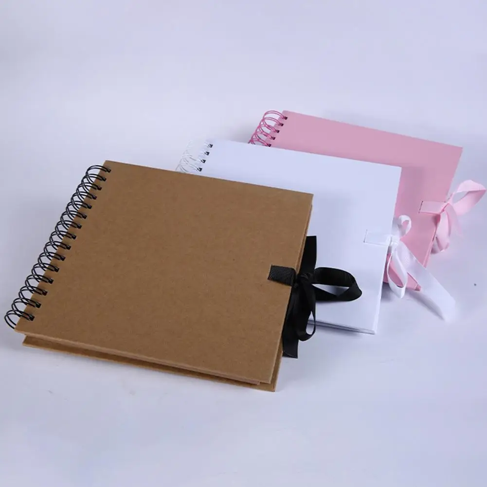 8 Inch Photo Album with 40 Sheets Loose-Leaf Scrapbook with Metal Coil Loose-Leaf Binding 360° Flat Lay Handmade Memory Album