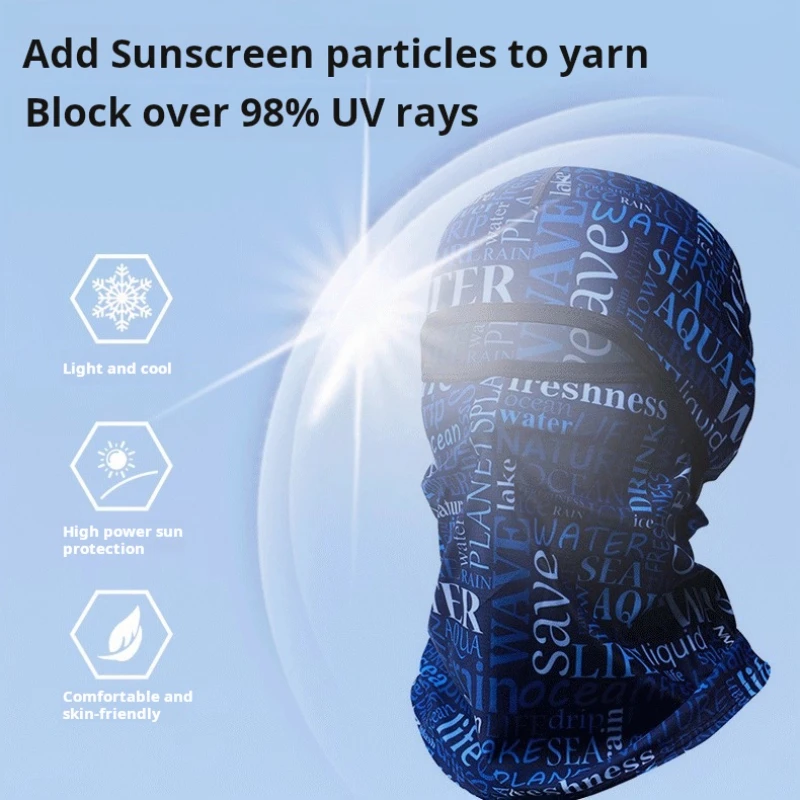 Summer Cool Balaclava Ice Silk Cycling Full Face Cap Sun Anti-UV Protection Sports Face Cover Headwear Bike Motorcycle Men\'s Hat