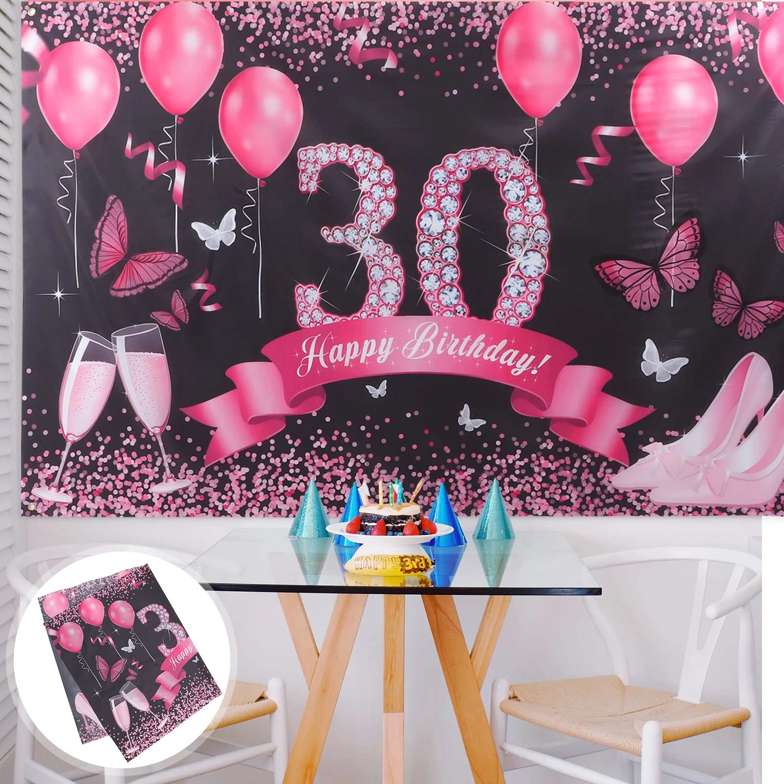 

Durable Lightweight Washable Happy Party Backdrop Birthday Photography Banner Decorative Hanging Party Scene Layout Supplies