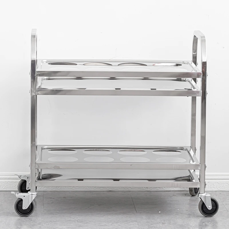 

Minghao Stainless Steel Kettle Cart Double-layer Hot Water Bottle Cart School Pantry Hotel Hospital Mobile Dining Cart