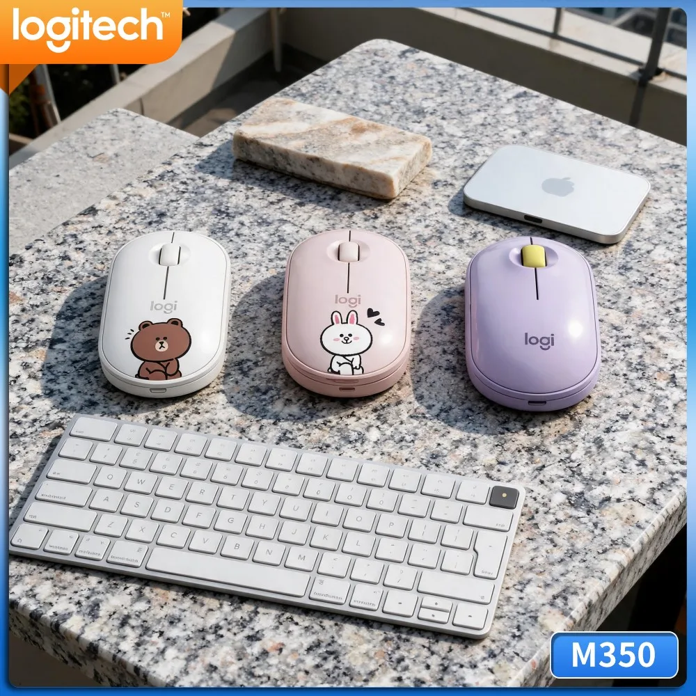 Portable Lightweight Long Battery Wireless Mouse Logitech M350 PEBBLE For Notebook PC Tablet Home Office Study Travel Usage