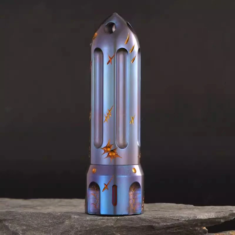 1PC Rocket Titanium Alloy Waterproof Storage Container Pill Case Window Breaker Medicine Sealed Canister EDC Pocket Tool