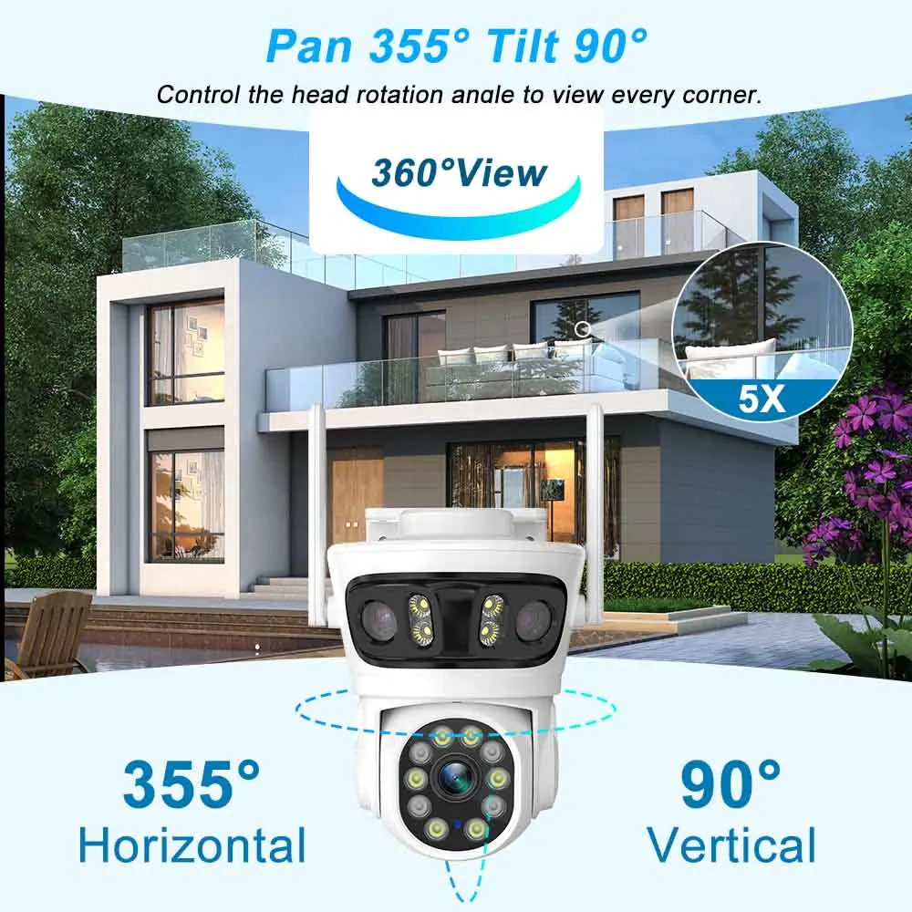 Imagem -03 - Hfwvision Três Tela 9mp hd Wifi Câmera de Segurança ao ar Livre Lente Ptz Câmera ip Inteligente Rastreamento Automático Câmeras de Vigilância Cctv