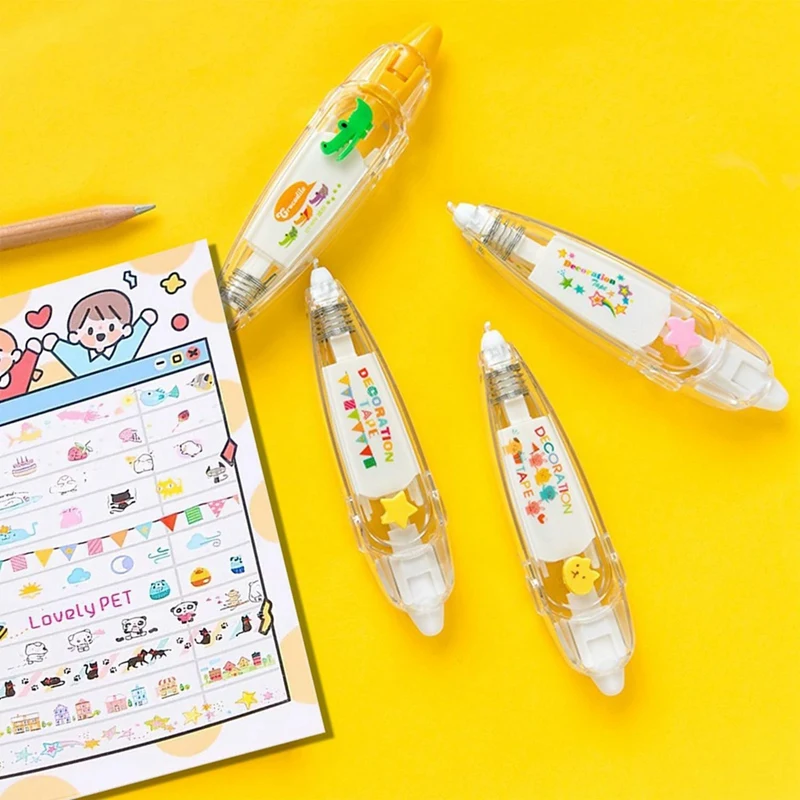 DIY การ์ตูนกดประเภทปากกาตกแต่ง, Ally-Pocket ปากกาเทป, สัตว์น่ารัก Scrapbooking ไดอารี่ตกแต่งเทปปากกา, b-6PCS ทนทาน