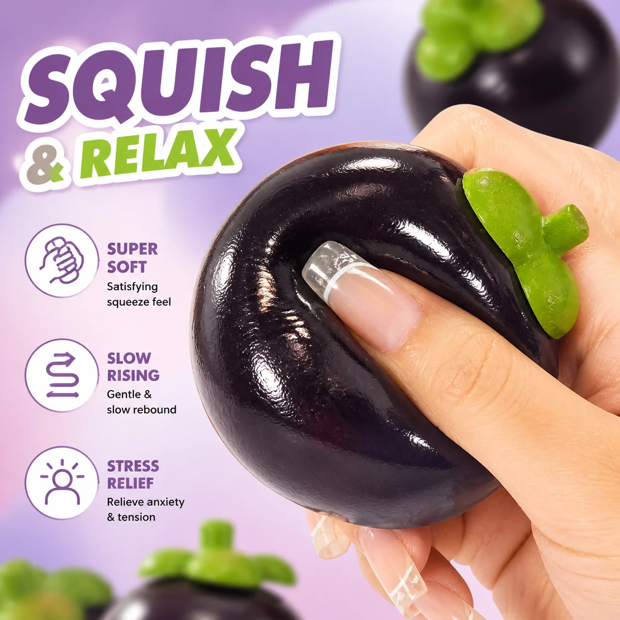 Best Seller Mangosteen Squishy Toy Stress Relief Anxiety Crunchy Sound Fidget Handmade Building Block Ball Decompression