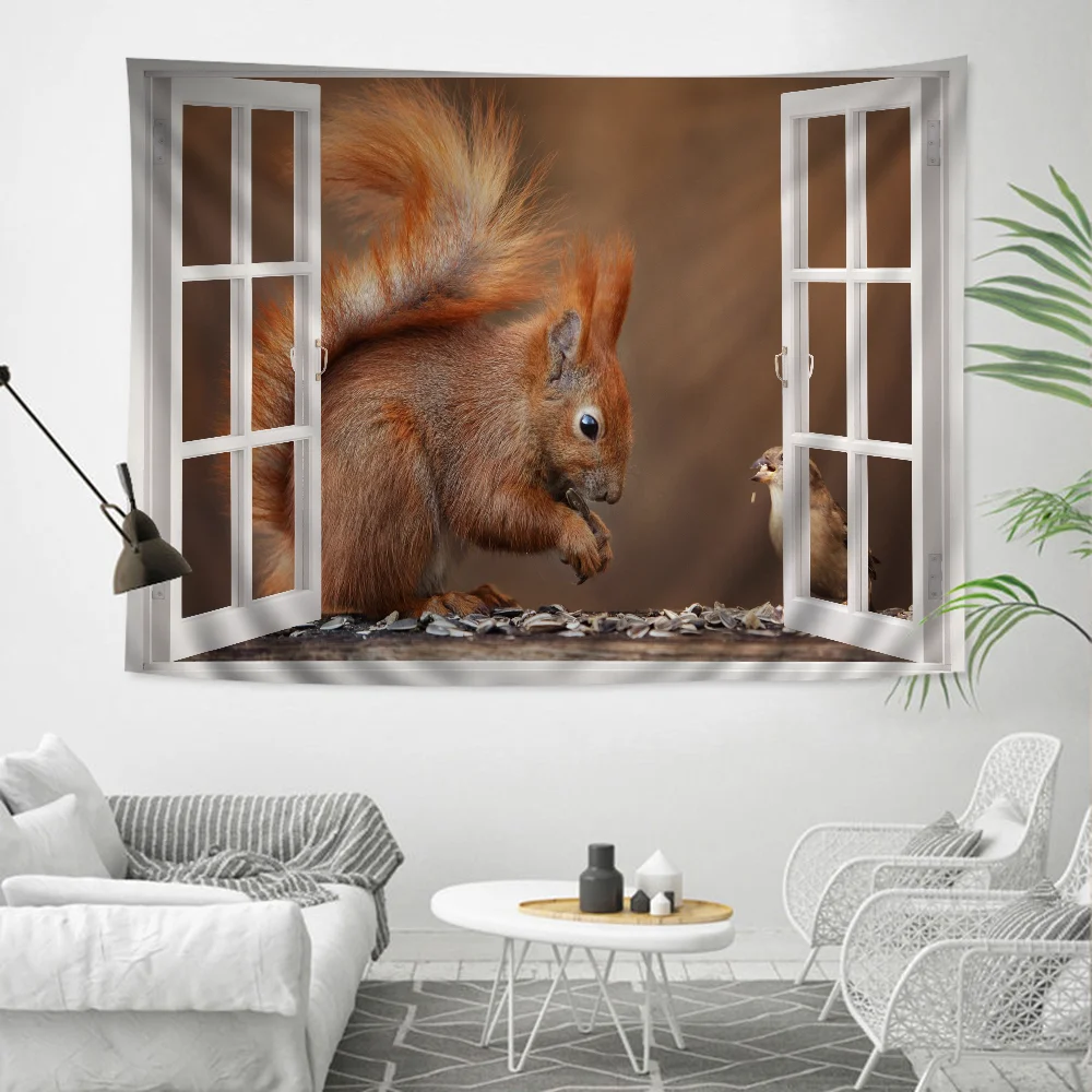 

Cute Squirrel Hanging Bohemian Tapestry Hanging Tarot Hippie Wall Rugs Dorm Home Decor