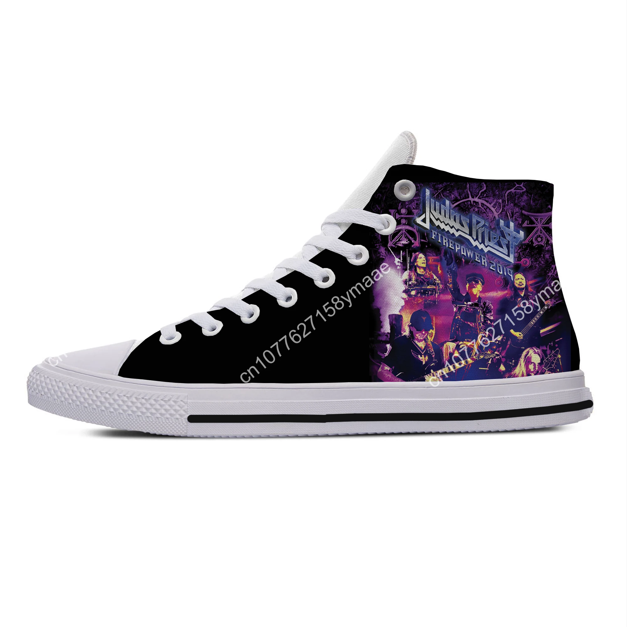 Hot Cool Summer Judas Priest Rock Band Metal Novelty Design High Top Canvas Shoes Men Women Casual Sneakers Latest Board Shoes