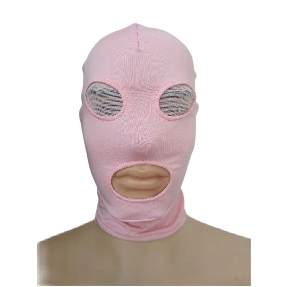 Fantasia zentai unissex com capuz, cor rosa, olhos abertos, boca, adulto, acessórios para festa, máscaras de halloween, cosplay