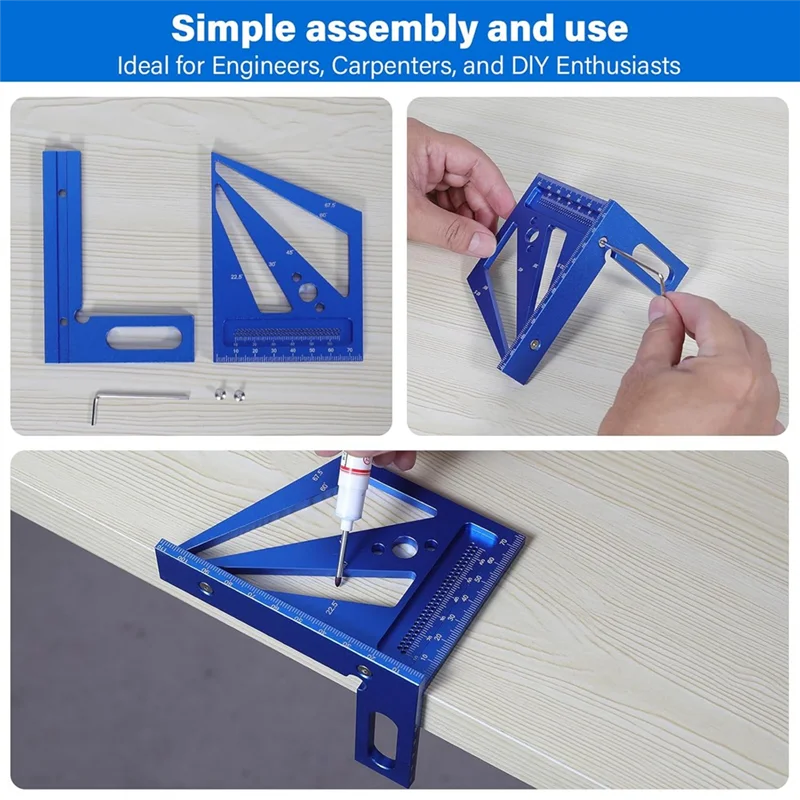 

AA51 3D Multi Angle Measuring Ruler Carpenter Square Aluminum Alloy Woodworking Ruler Miter Triangle Ruler