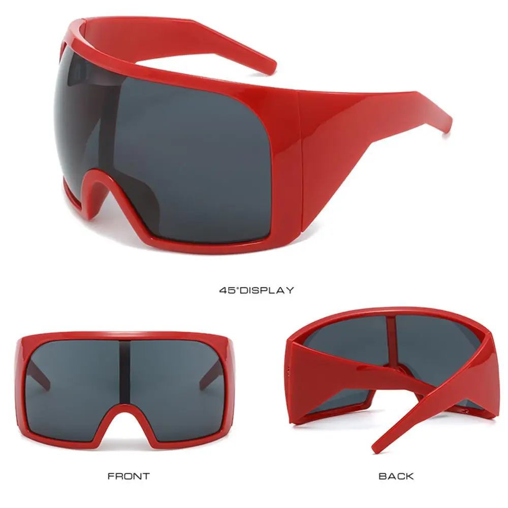 Oversized Punk One-piece Sunglasses Goggle New Women Men Luxury Sun Glasses Female Surround Shades 2000'S Eyewear