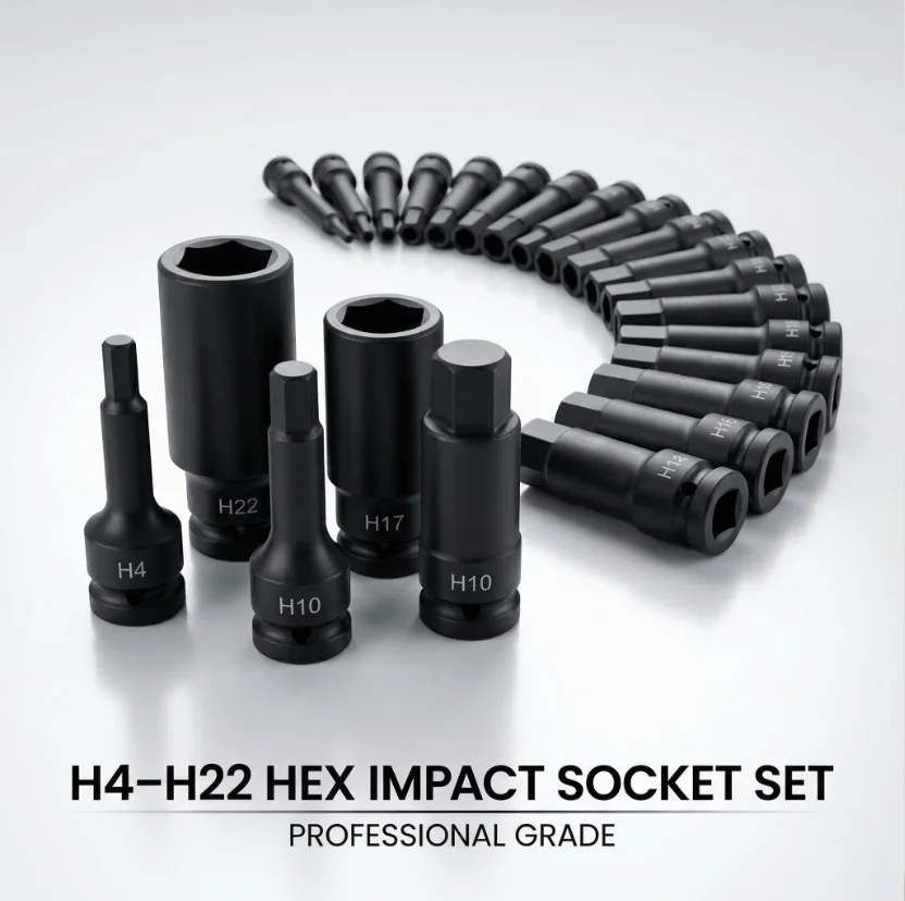 Douille hexagonale à impact Hi-Spec 1/2 pouce, en acier Cr-Mo robuste, adaptateur à tête Allen métrique, outil professionnel de qualité industrielle